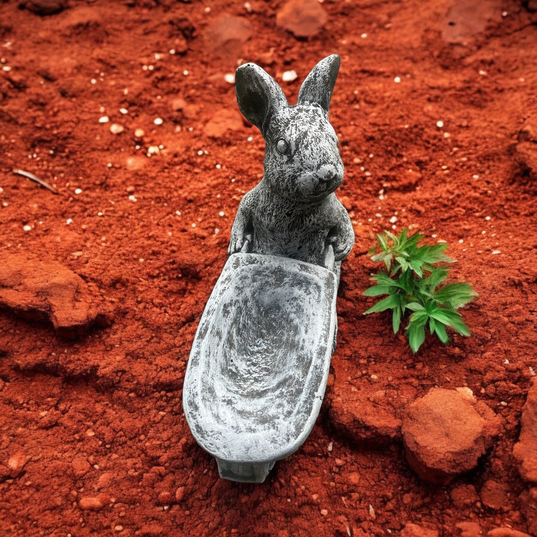 Concrete Rabbit Pushing Wheelbarrow £10